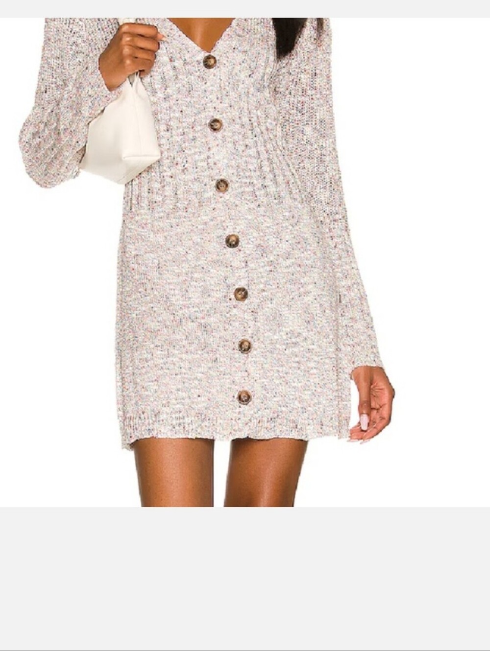 All The Ways Knit Speckled A-line Long Sleeve Mini Dress S Dusty Pink Beige